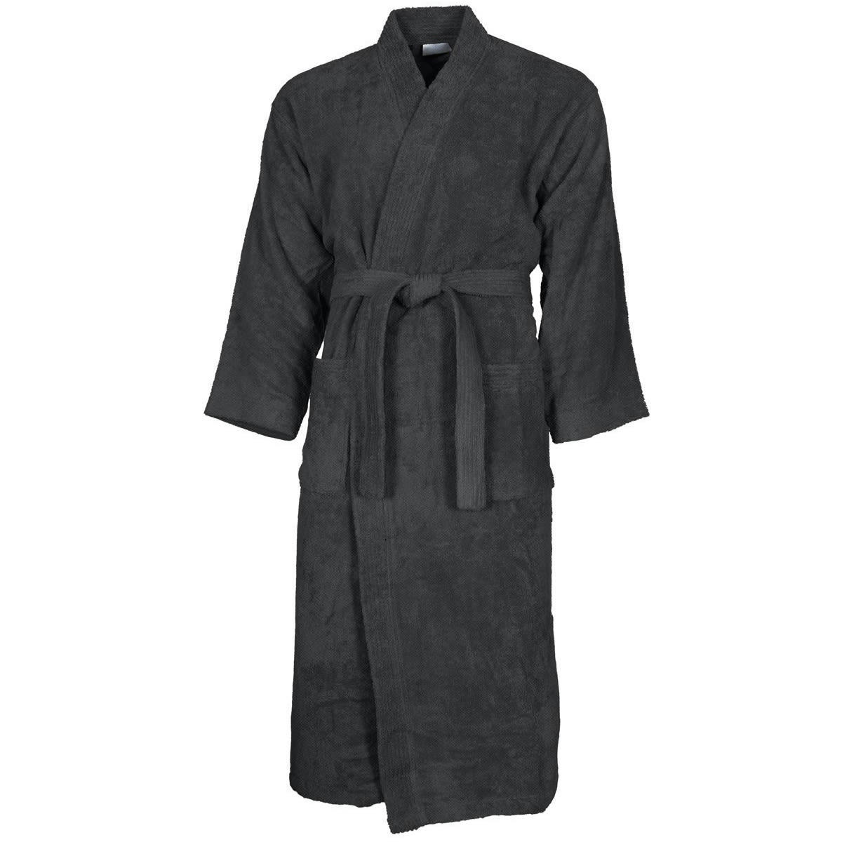 LUXURY - Peignoir col kimono en coton  Anthracite M