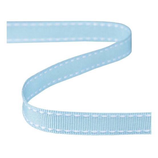 Baby Blue Grosgrain Running Stitch Ribbon 9mm x 5m