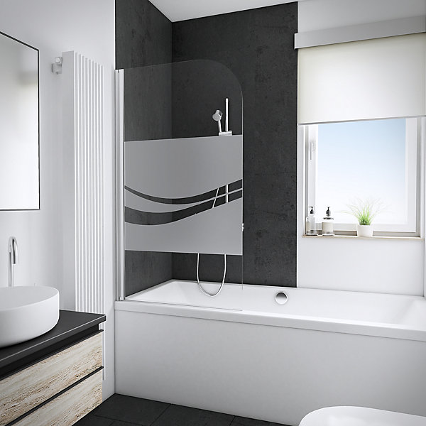 Pare-baignoire pivotant 1 volet, 80 x 140 cm, verre transparent anticalcaire 5 mm, Schulte Liane