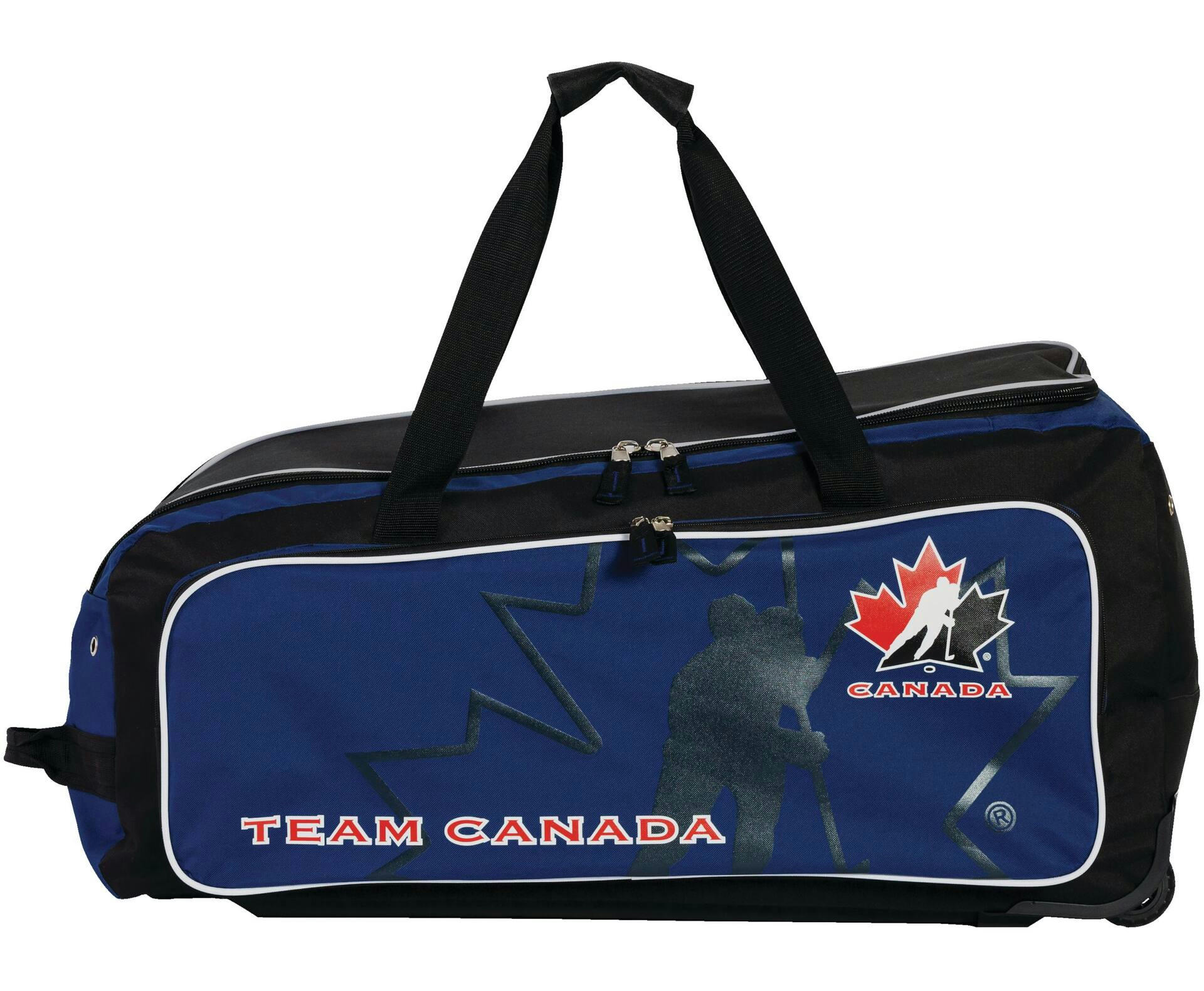 Hockey Canada Hockey Bag, Wheeled, Junior, Black/Blue, 32-in