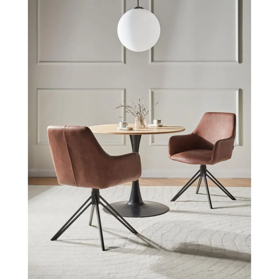 SANSARC - Eetkamerstoel set van 2 - Bruin - Kunstleer