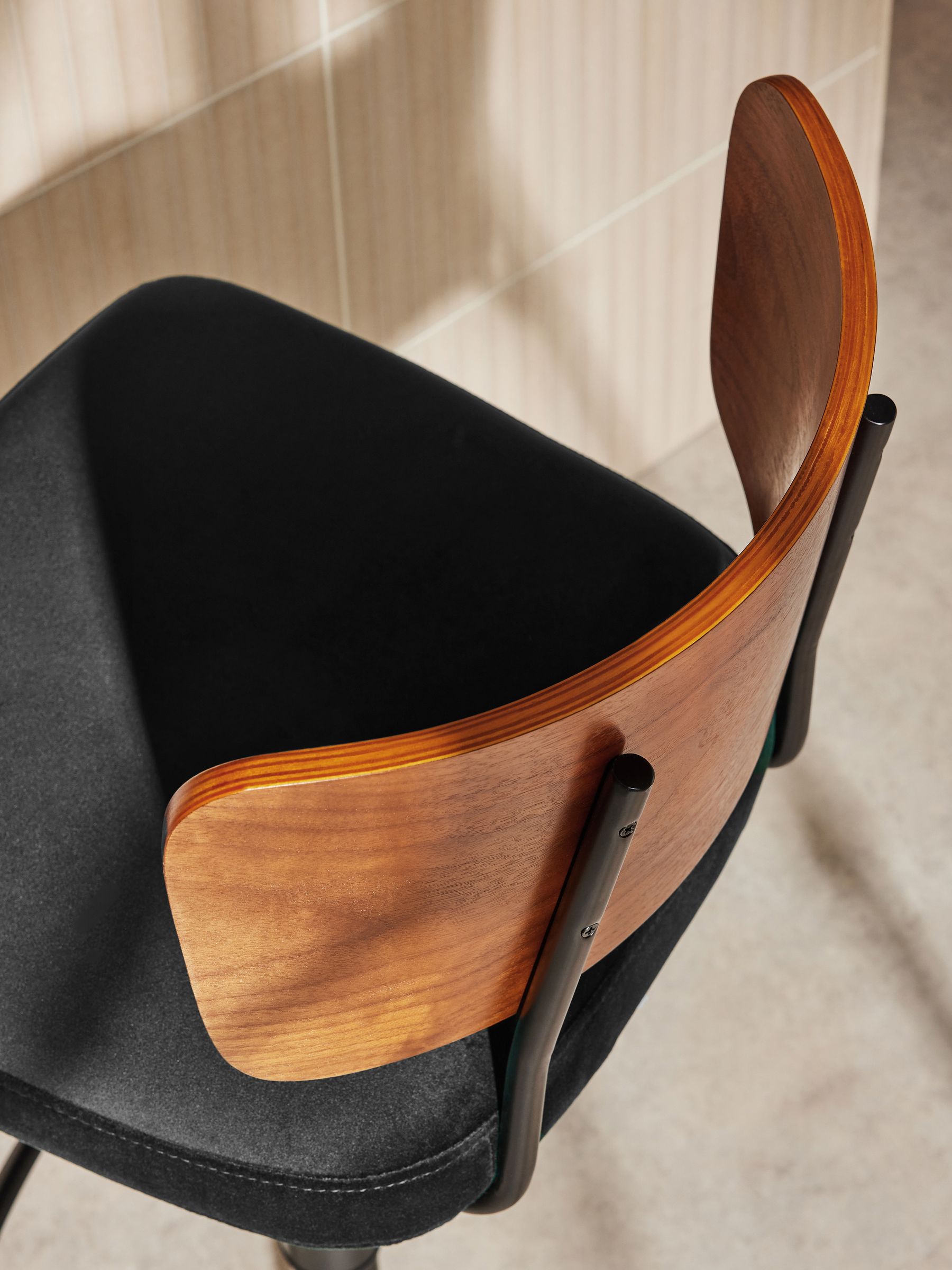 Amalyn Bar Stool in Velvet in Charcoal Grey