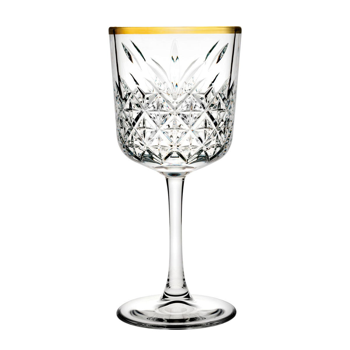 Copo De Vinho Timeless Com Beira Dourada Em Vidro