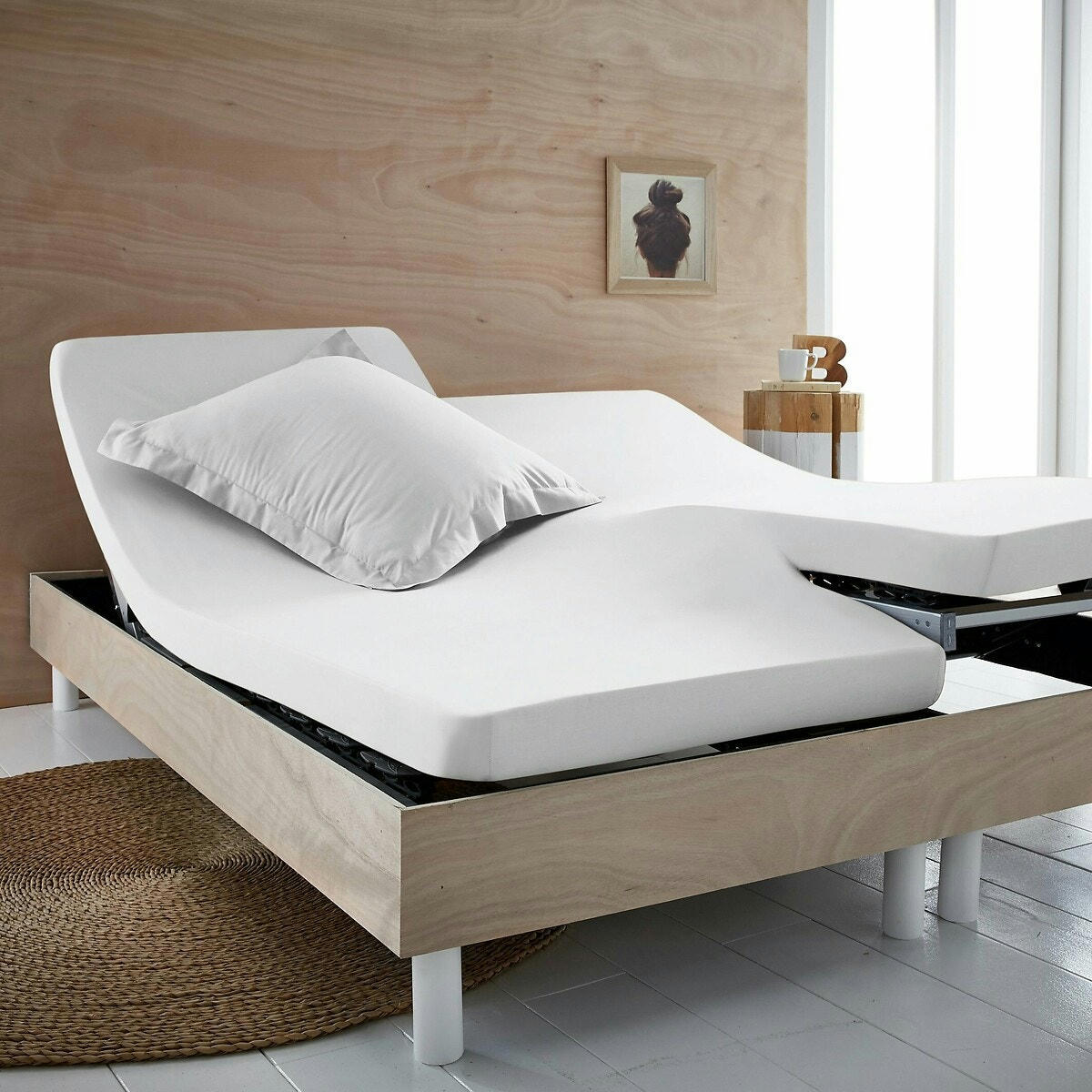 Drap housse uni coton bio, lit articulé, Scenario