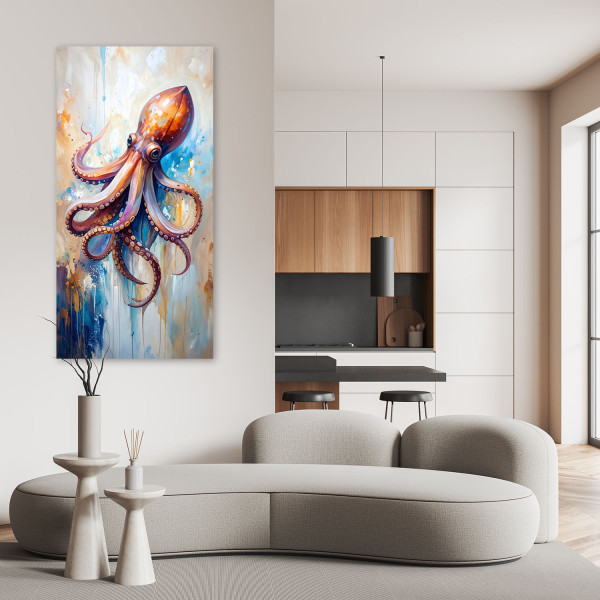 Obraz nowoczesny do kuchni baru restauracji, Ośmiornica Owoce morza 40x80