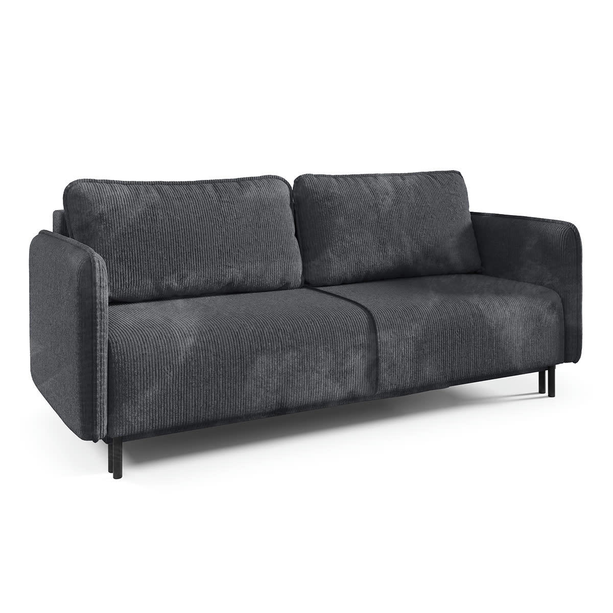 - Canapé convertible 3 places velours côtelé gris