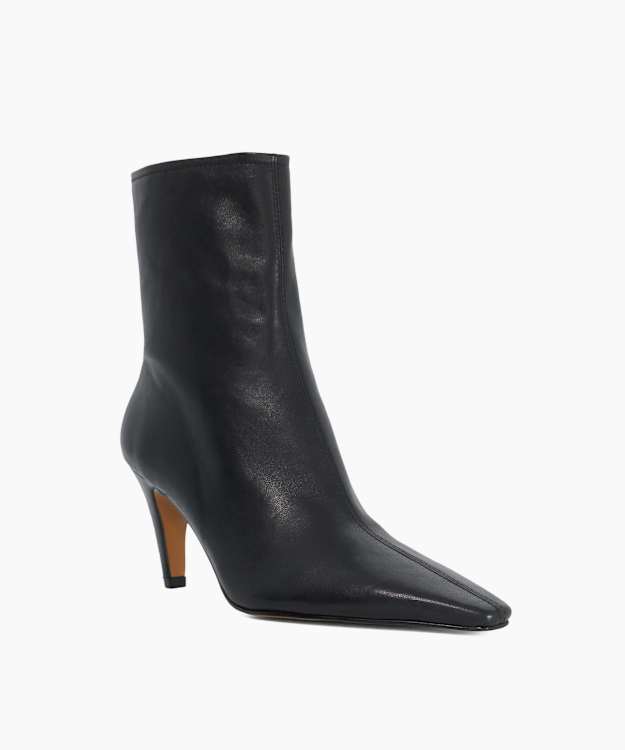 Overt Black - Leather Heeled Ankle Boots