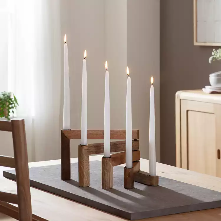 Habitat Mango Wood Folding Taper Candle Holder - Natural