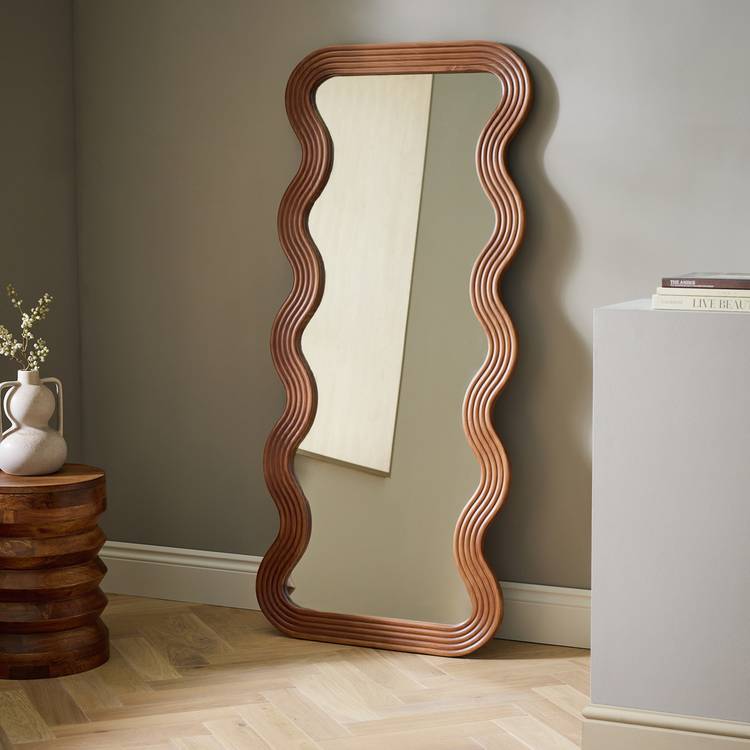 Habitat Wavy Wooden Full Length Wall Mirror - 150x68cm
