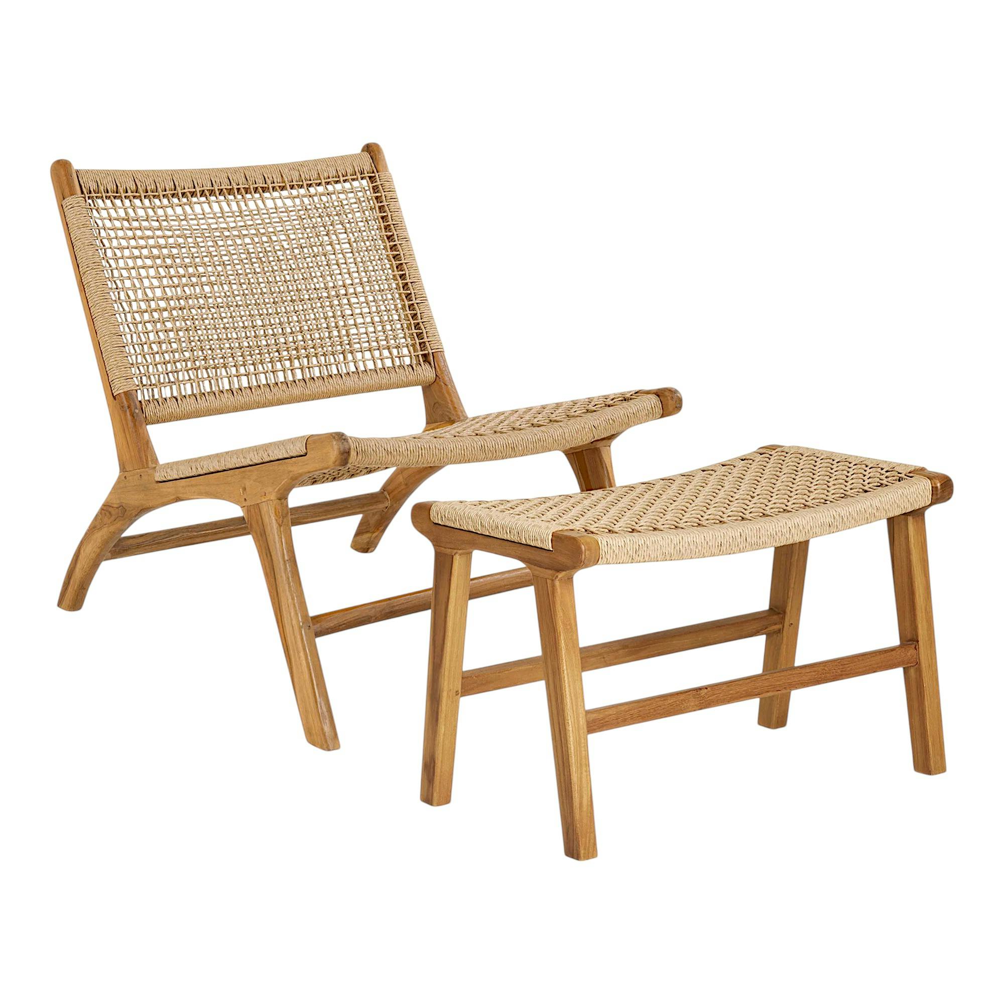 Chaise relax en teck avec repose-pieds ROTTERDAM