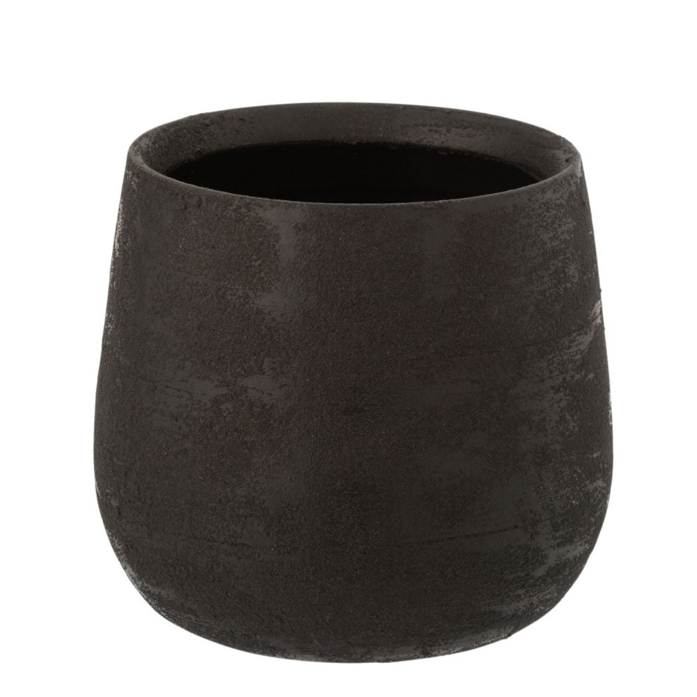 J-Line bloempot Oneffen - keramiek - zwart - medium - Ø 19 cm