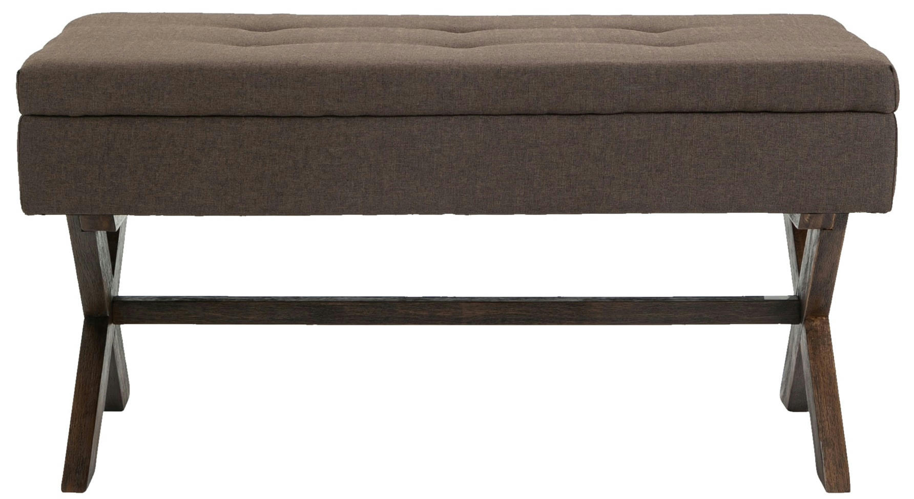 NAMARO - Banquette avec pieds en bois assise en tissu Marron