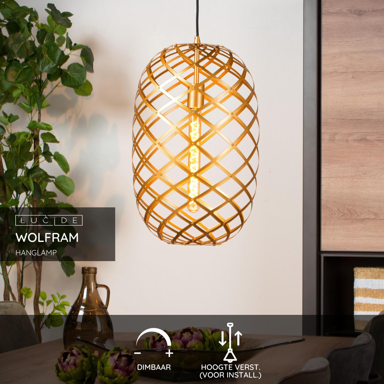 Lucide WOLFRAM Hanglamp - Mat Goud   Messing