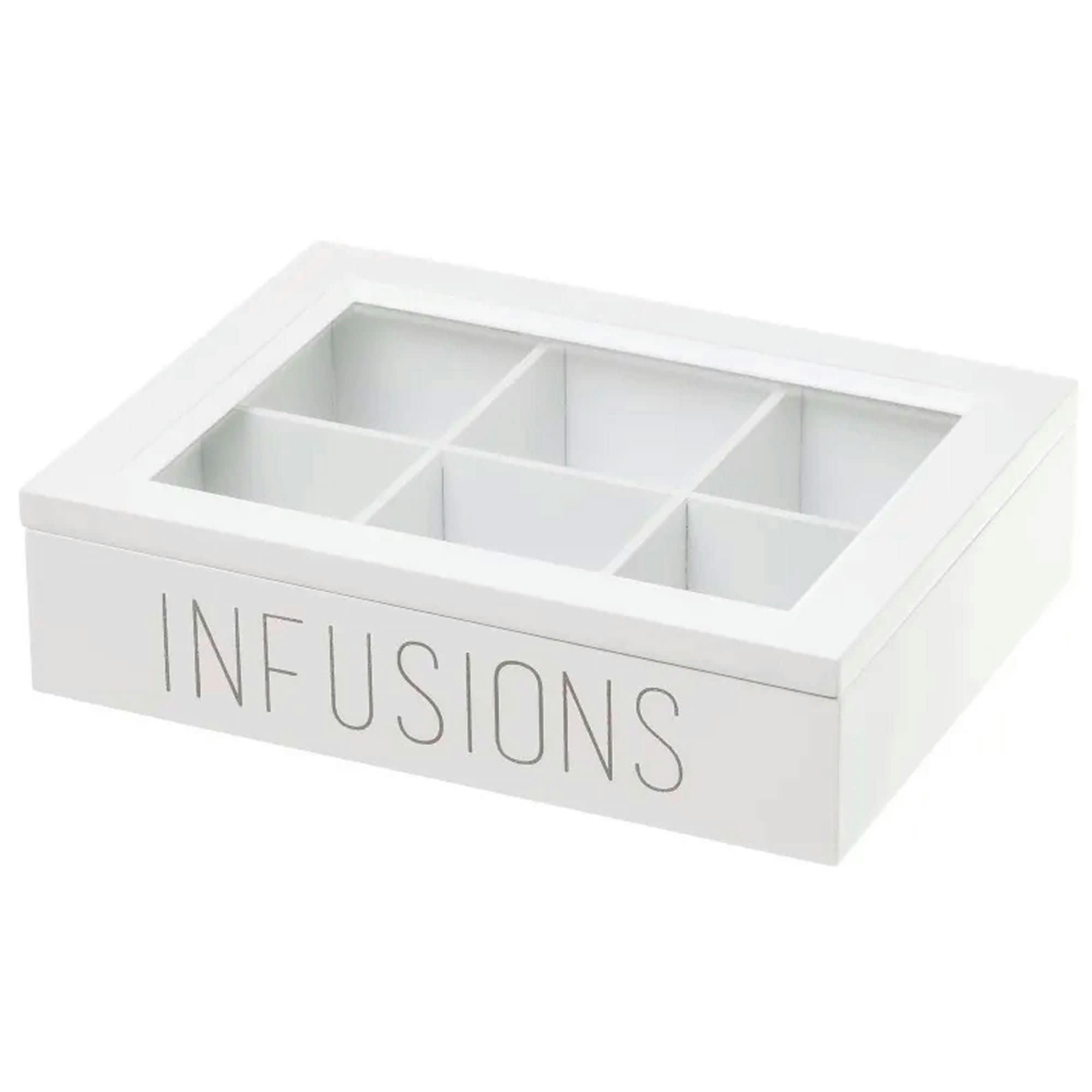 - Boîte à infusions en bois blanc 6 compartiments