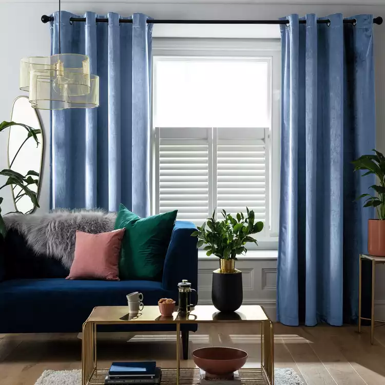 Habitat Dimout Eyelet Curtains - Navy - 117x137cm