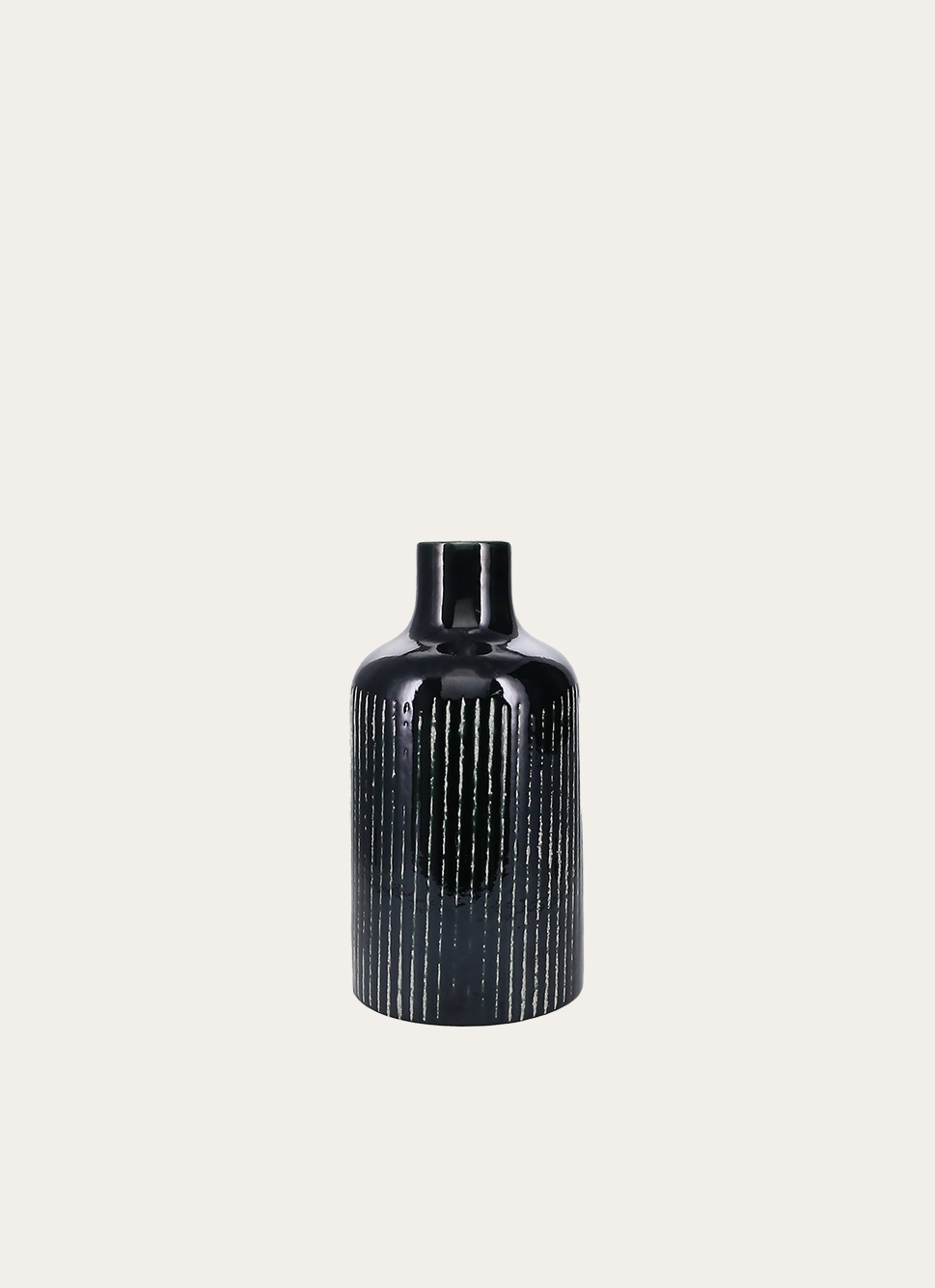 VASE ÉMAILLÉ AVEC LIGNES VERT FONCÉ