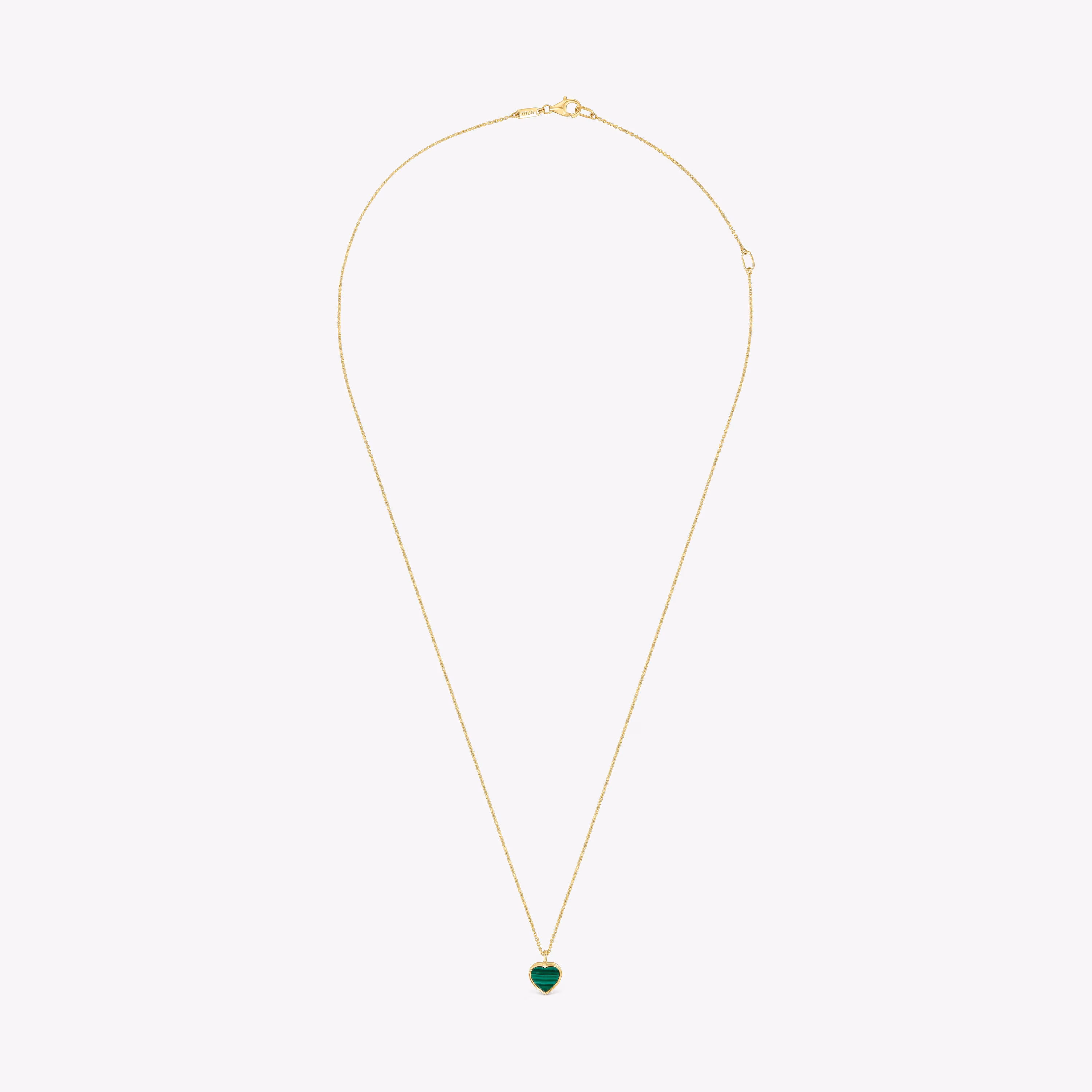 Collar corto de oro 14 kt y malaquita XXS