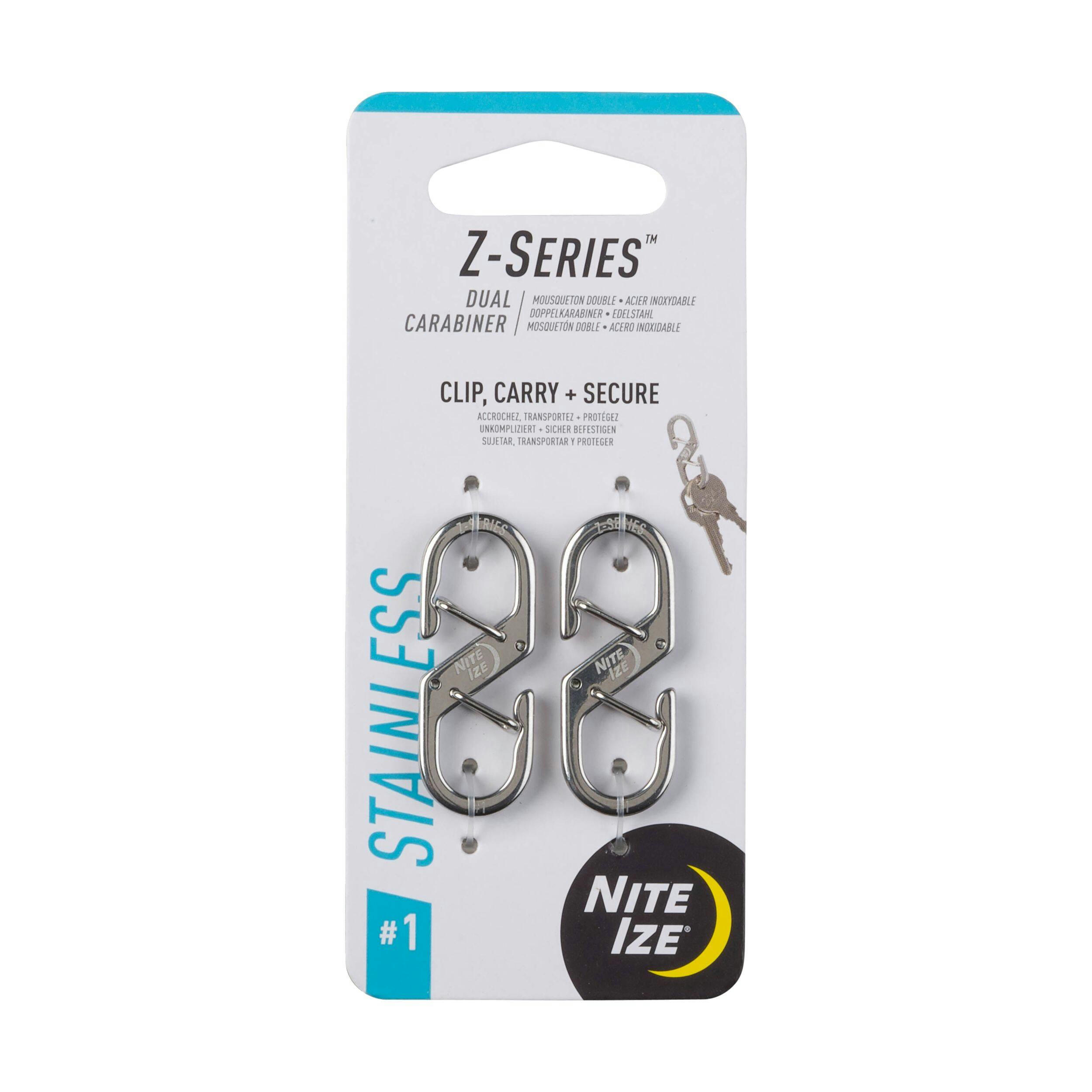 Nite Ize Z-Series™ Stainless Steel Dual Carabiner, #1, 2-pk