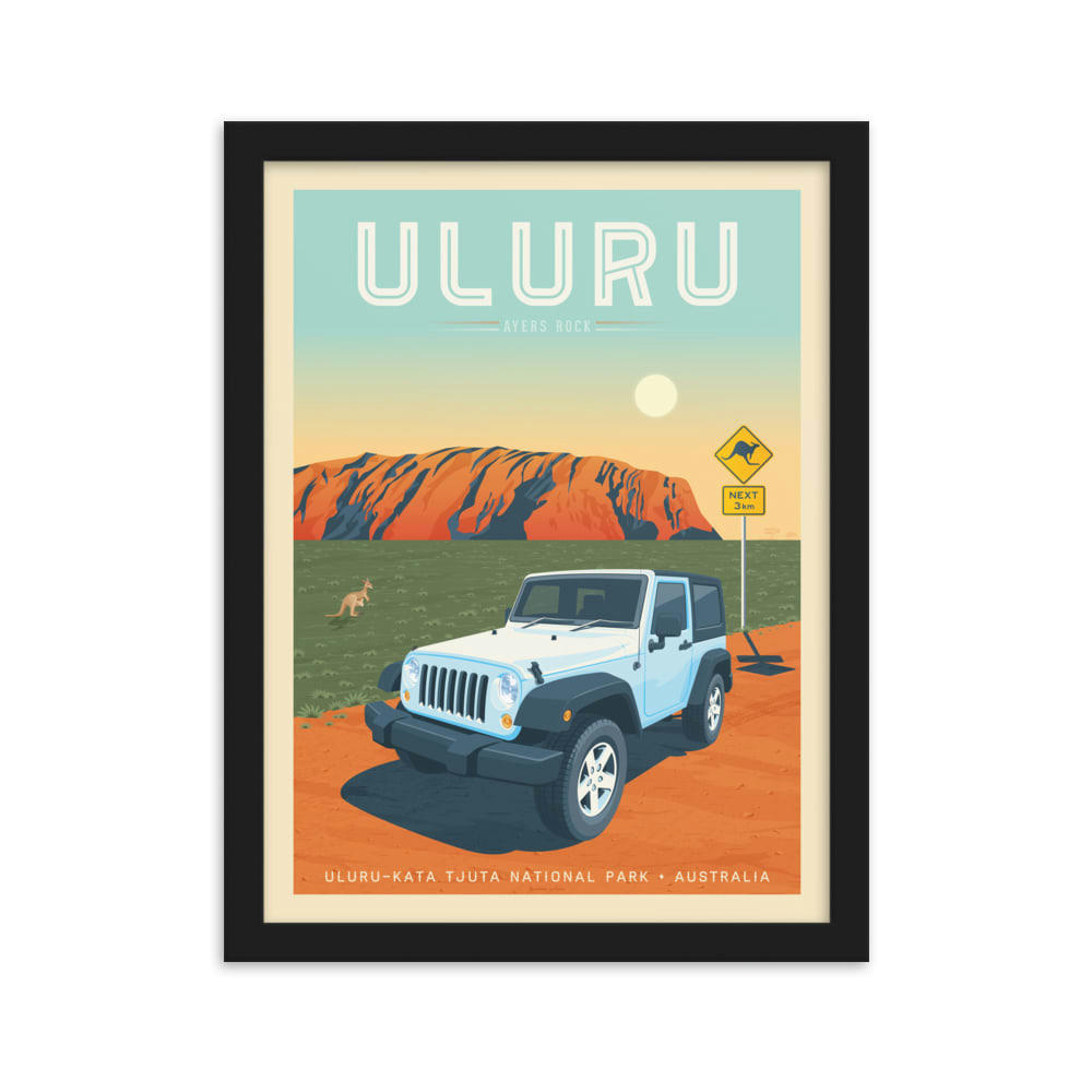 - Affiche Uluru Ayers Rock Australie + Cadre Bois noir 21x29,7 cm
