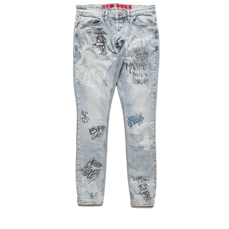 Ksubi Van Winkle Graffiti Denim Pant - Rogue Blue