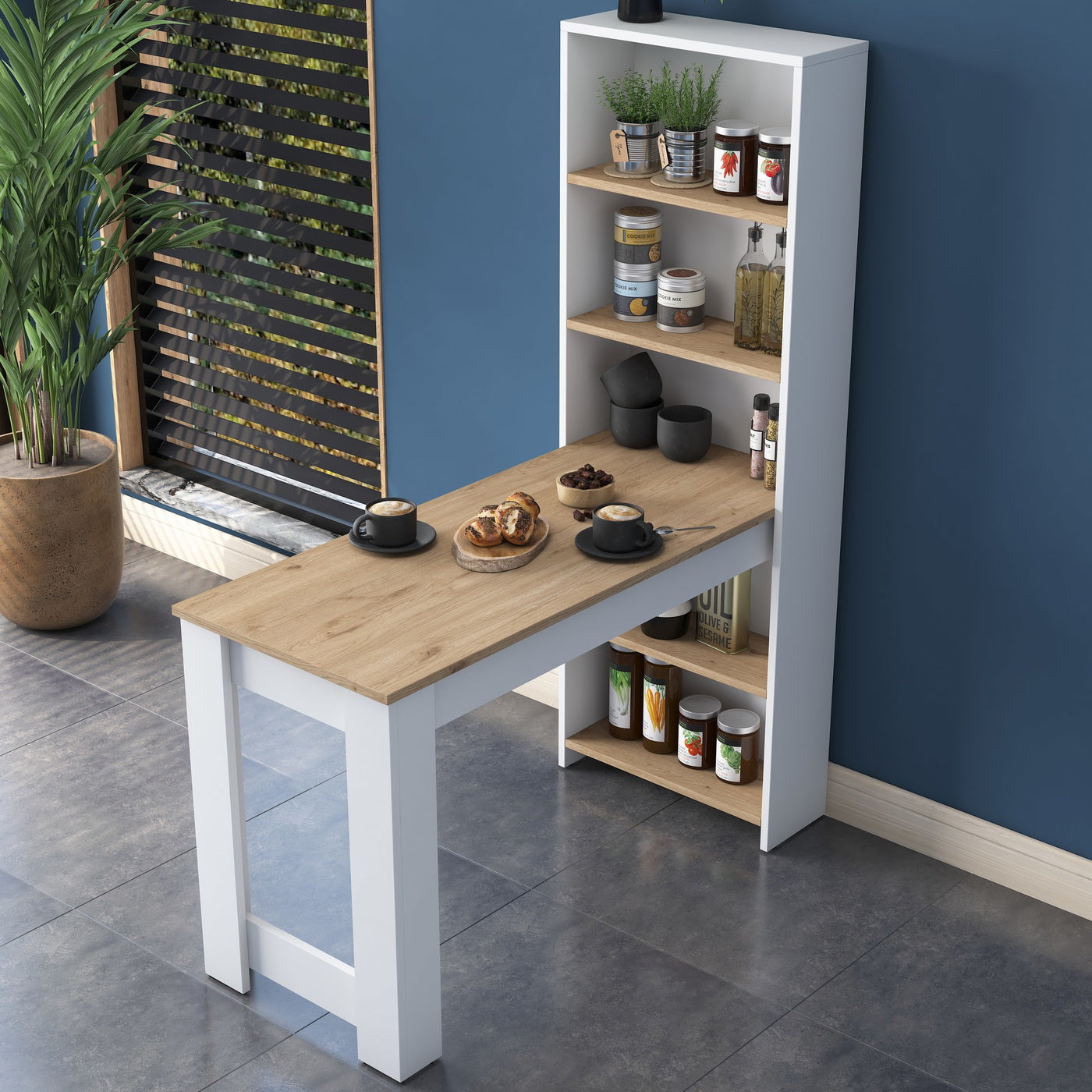 Giga Meubel - Keukentafel Walnoot Wit Hout - 120cm - Saltepe