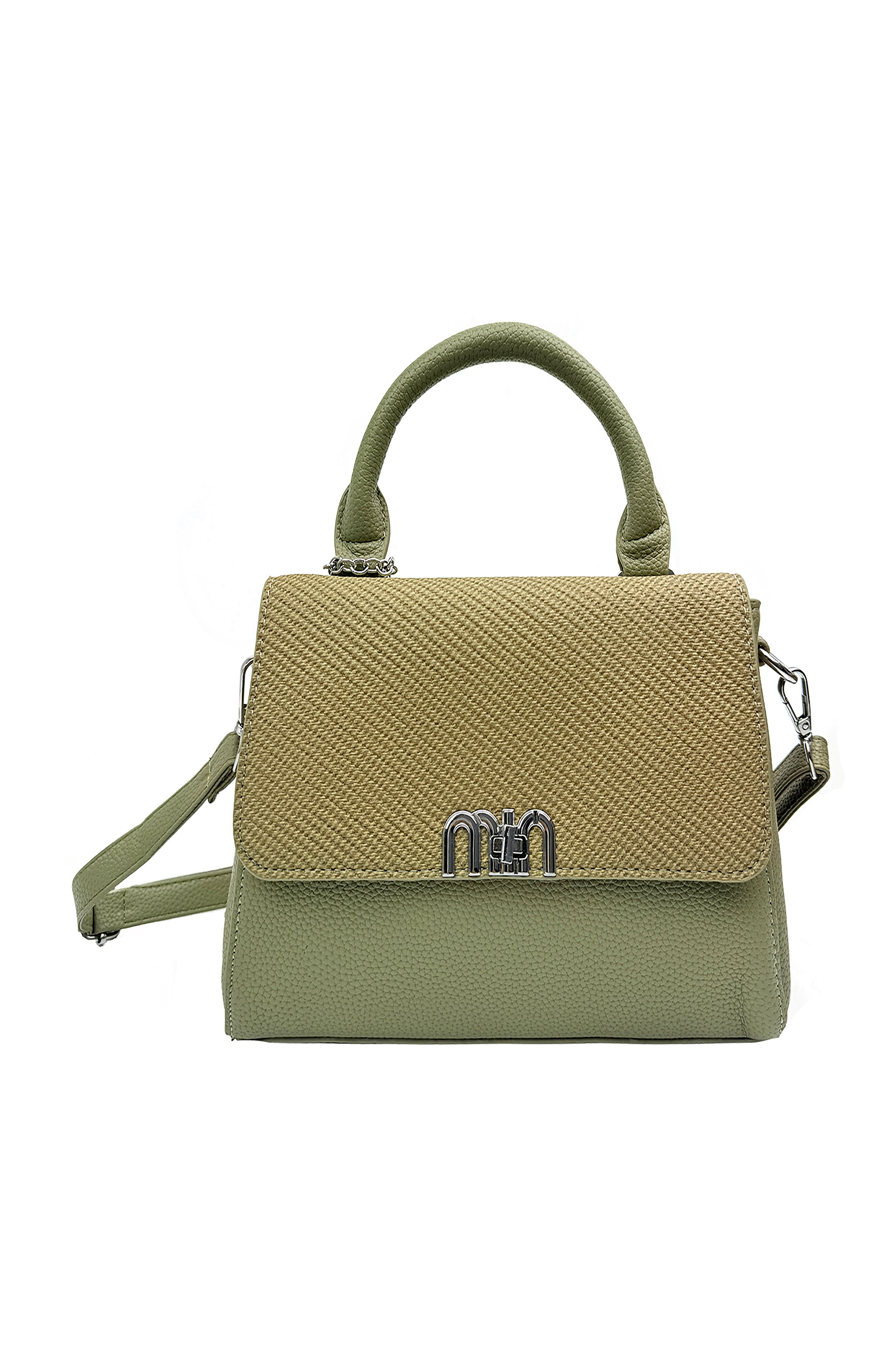 Vellin Structured Top Handle Crossbody Bag with Textured Finish