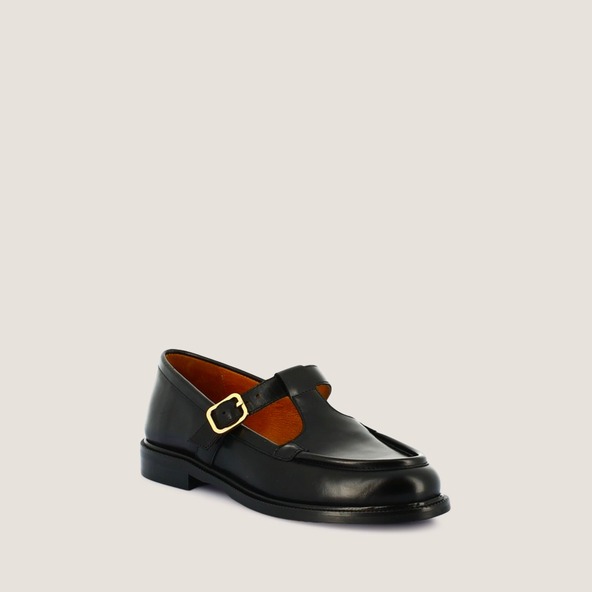 Mocassins à bridesen cuir noir | DESERT