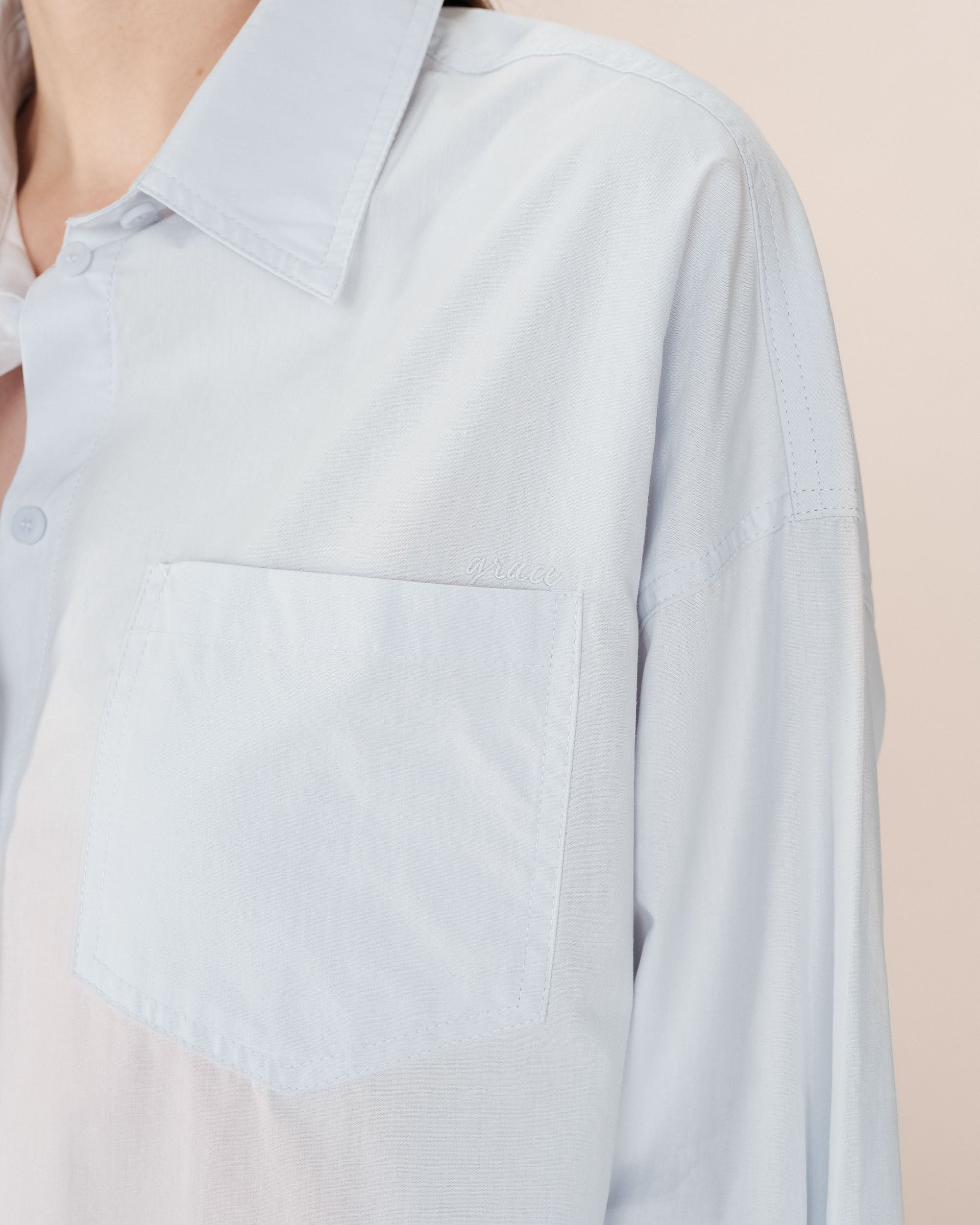Chemise oversize en coton bleuet Sira