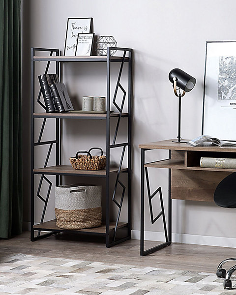 Bibliothèque 4 étagères FORRES 143 cm Marron/noir