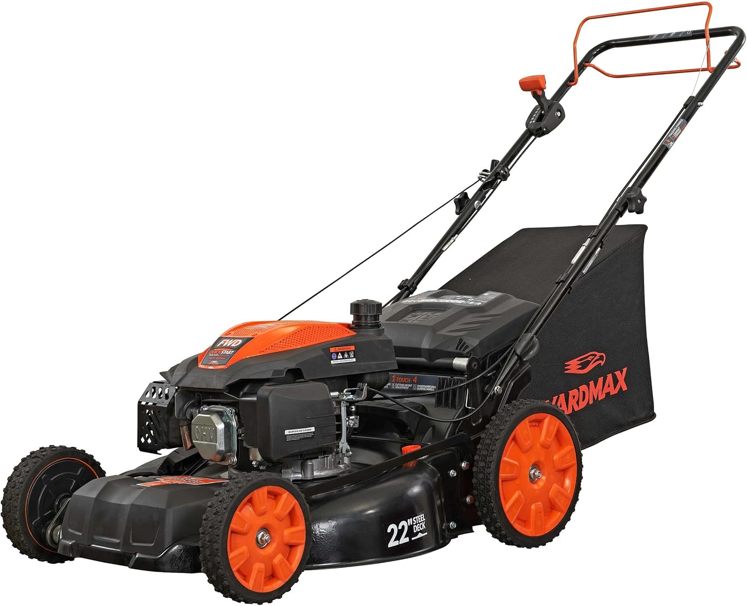 YARDMAX 22 in. 201cc Select PACE 6 Speed CVT High Wheel FWD 3-in-1 Gas Walk Behind Self Propelled Lawn Mower  Black (YG2860)