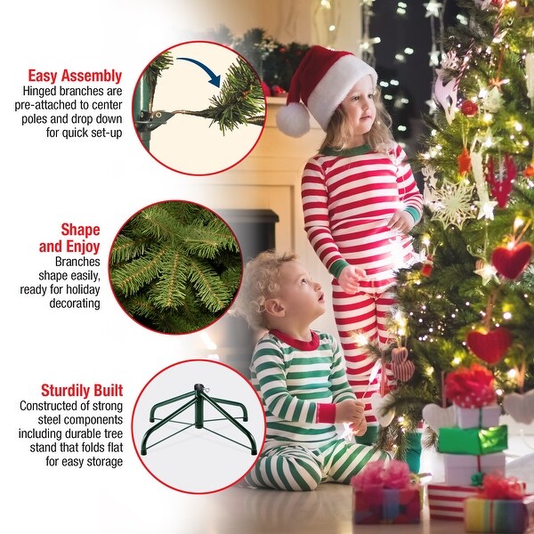 9-foot Feel Real Tiffany Fir Hinged Tree with 1050 Clear Lights