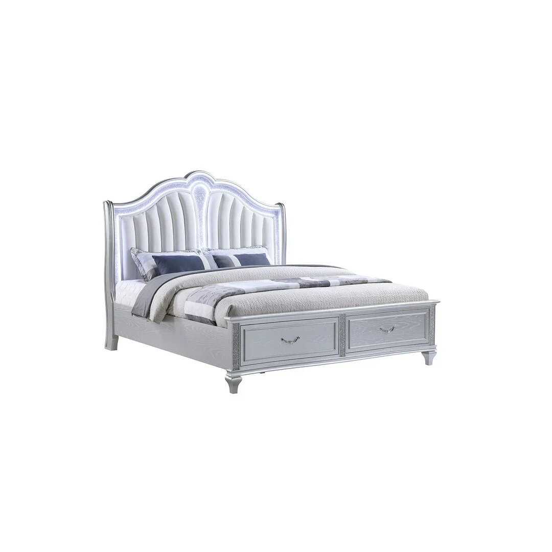 Mystic Queen / King 4PC / 5PC Bedroom Set Silver