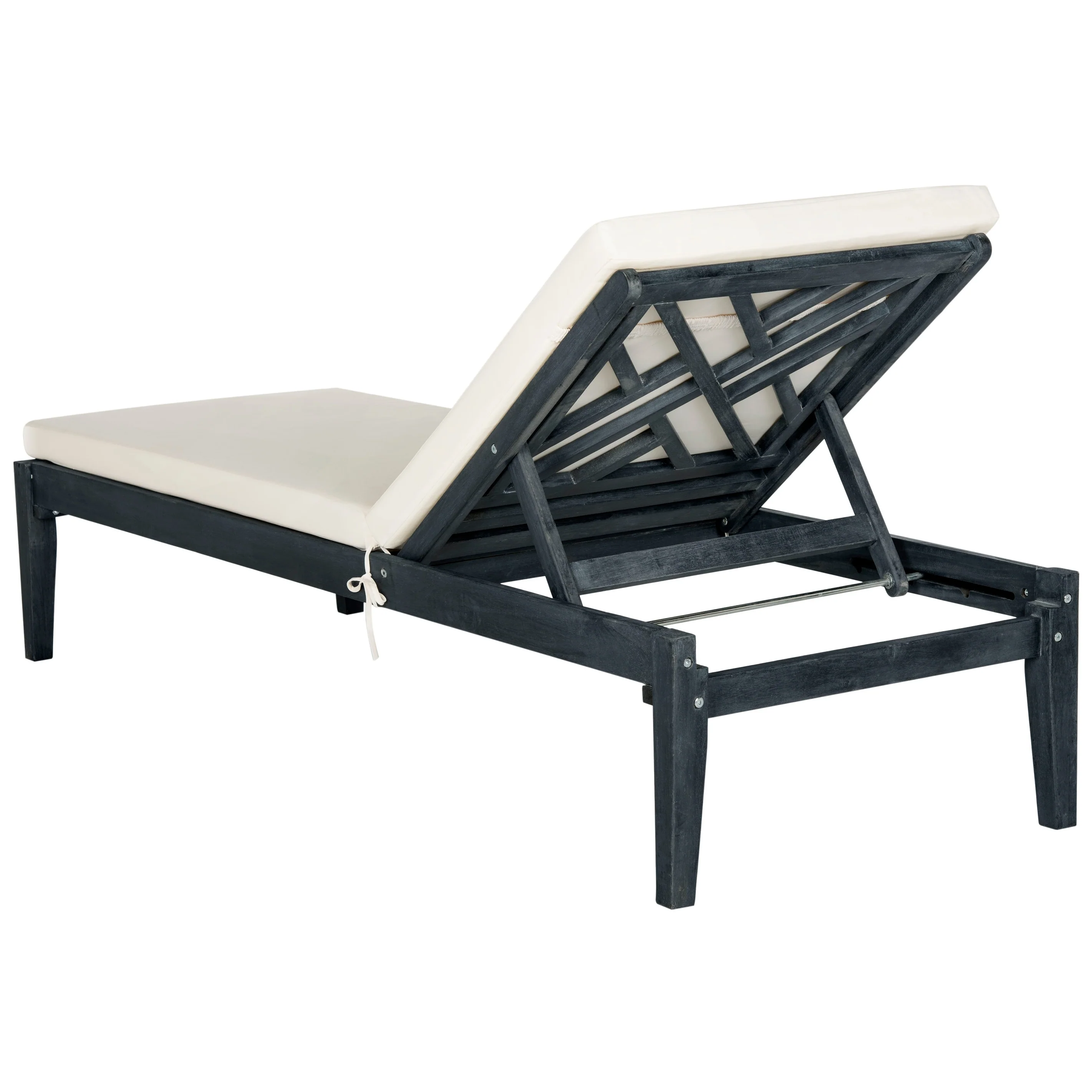 SAFAVIEH Outdoor Living Bradbury Dark Slate Grey/ Beige Sunlounger - 24W x 74D x 15H