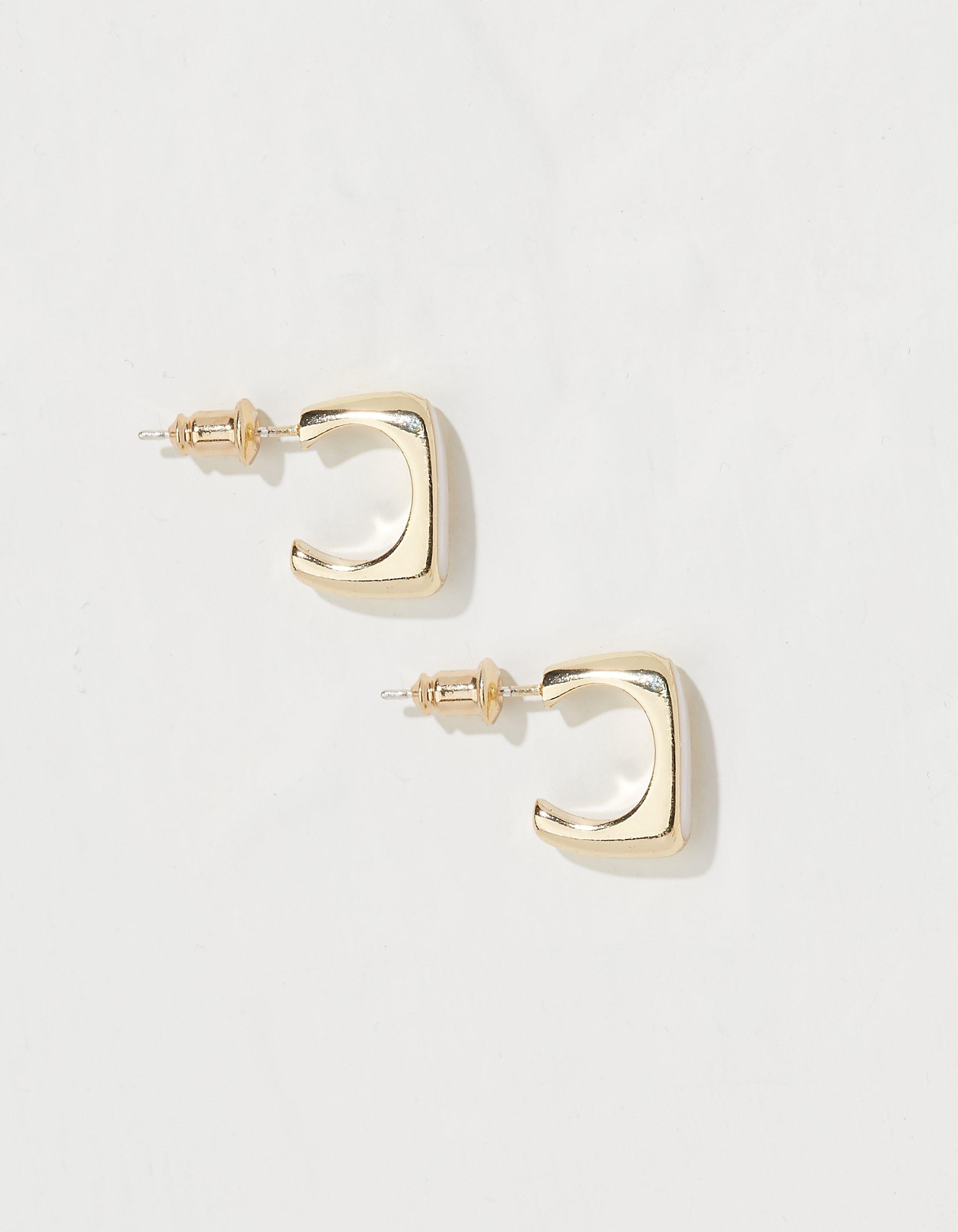Stone Square Hoop Earrings