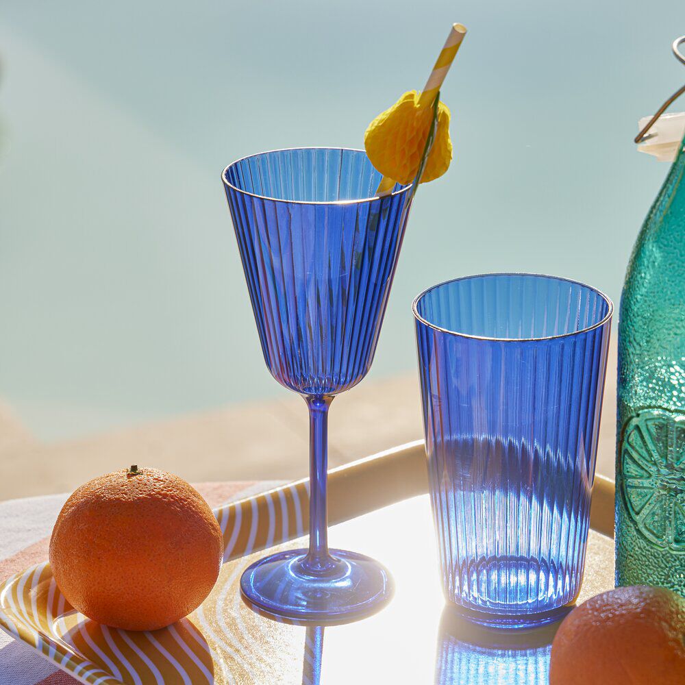 Verre à pied plastique bleu 25cl