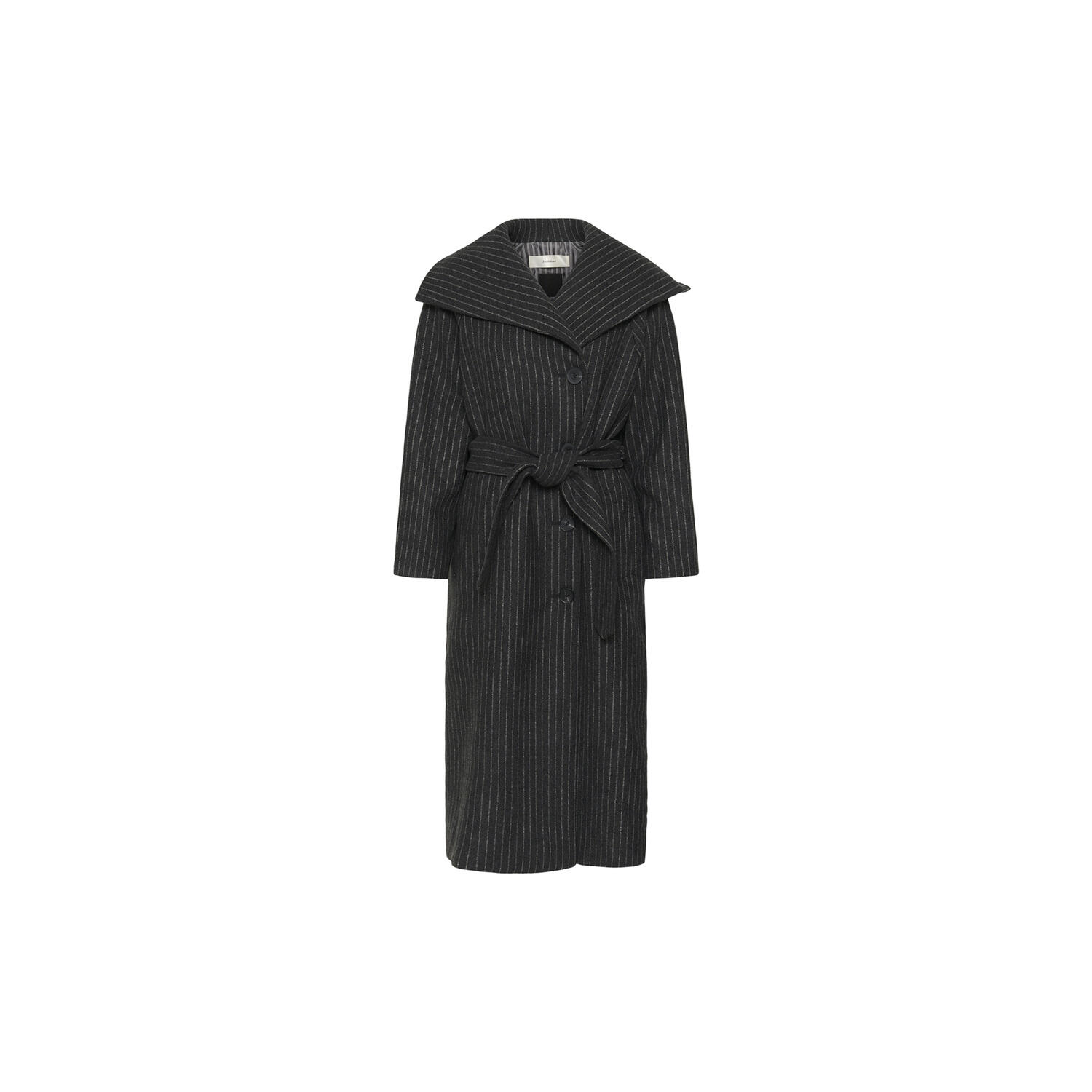 ZORAHIW LONG COAT PINSTRIPED, dark grey melange pinstripe