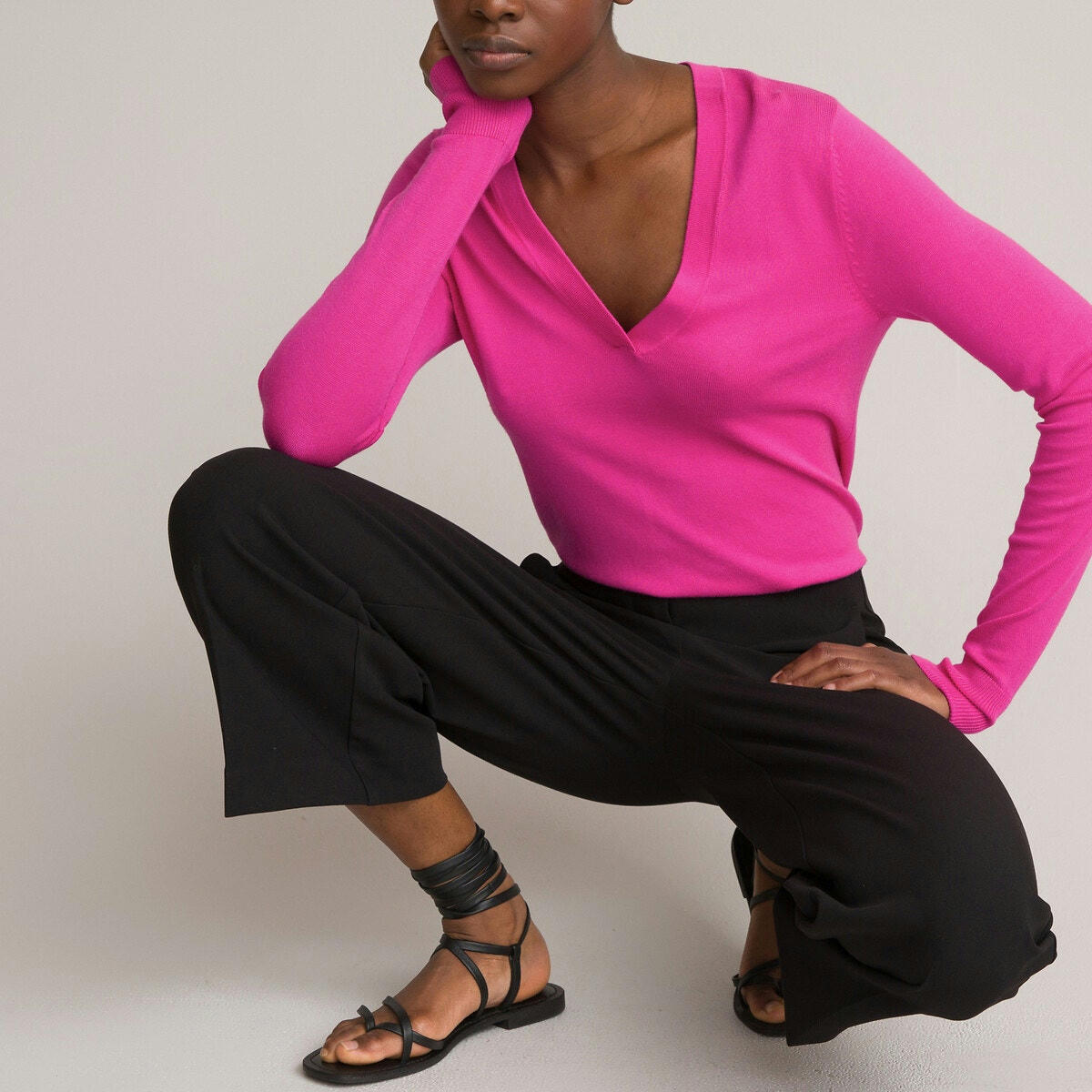 Pantalon droit large raccourci