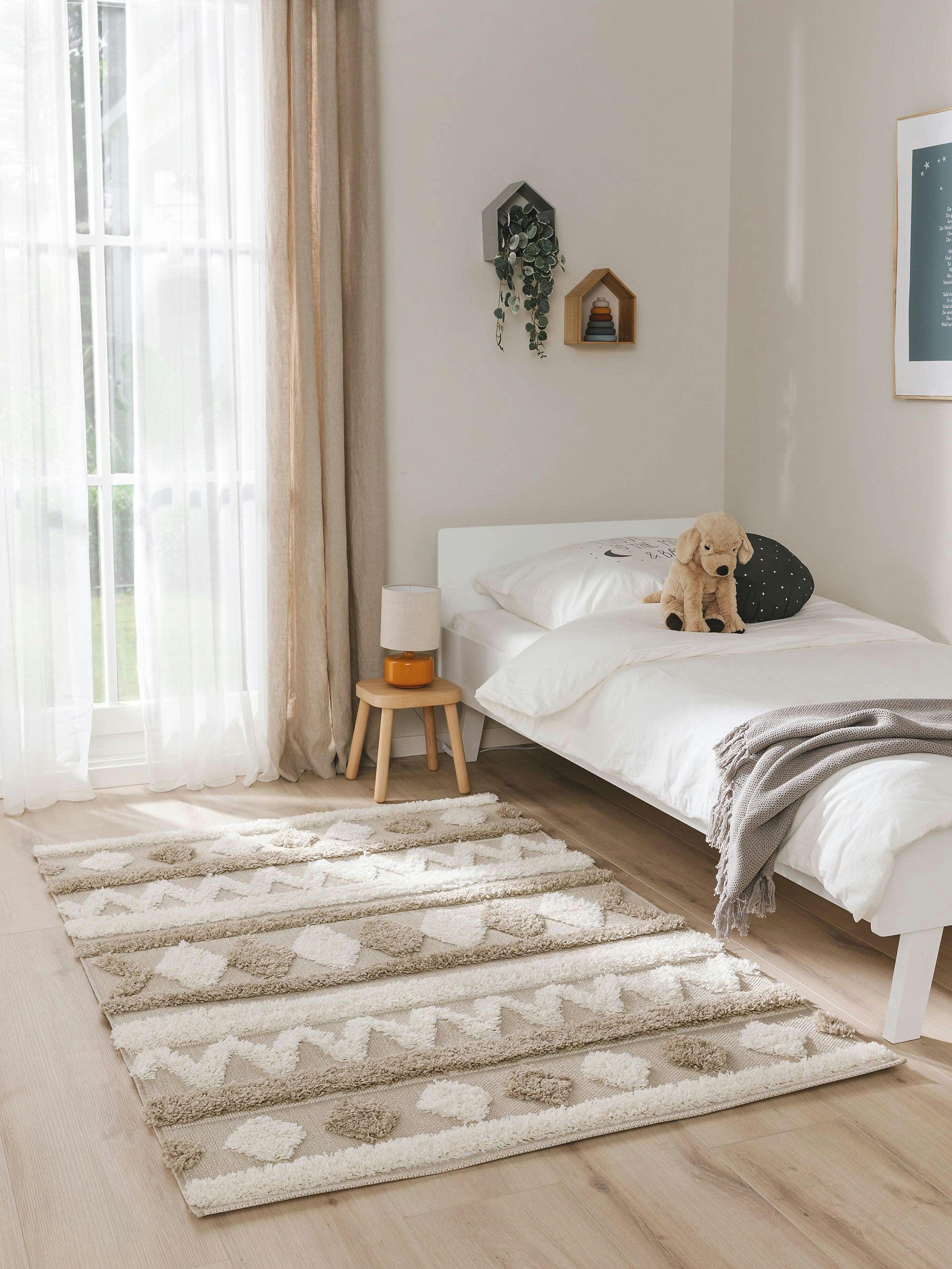 CARLO - Tapis enfant crème/taupe 160x230