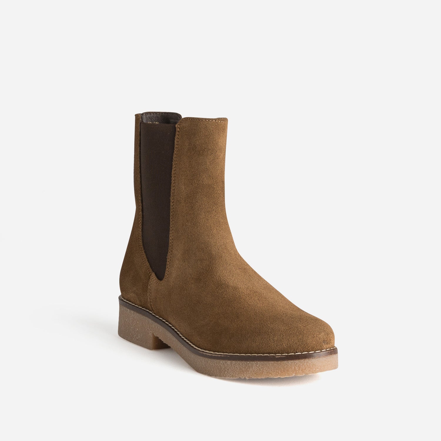 Chelsea boots marron cuir velours