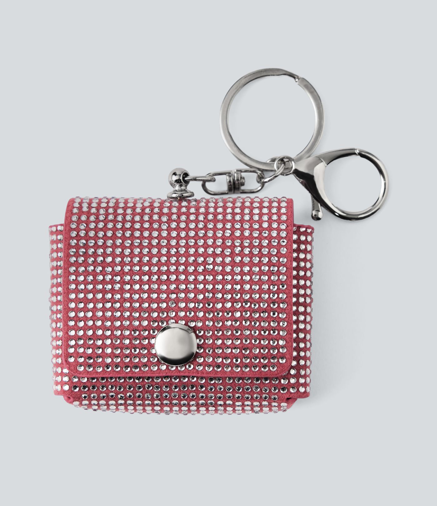 Étui à écouteurs en forme de petit sac à chaîne métallique orné de strass