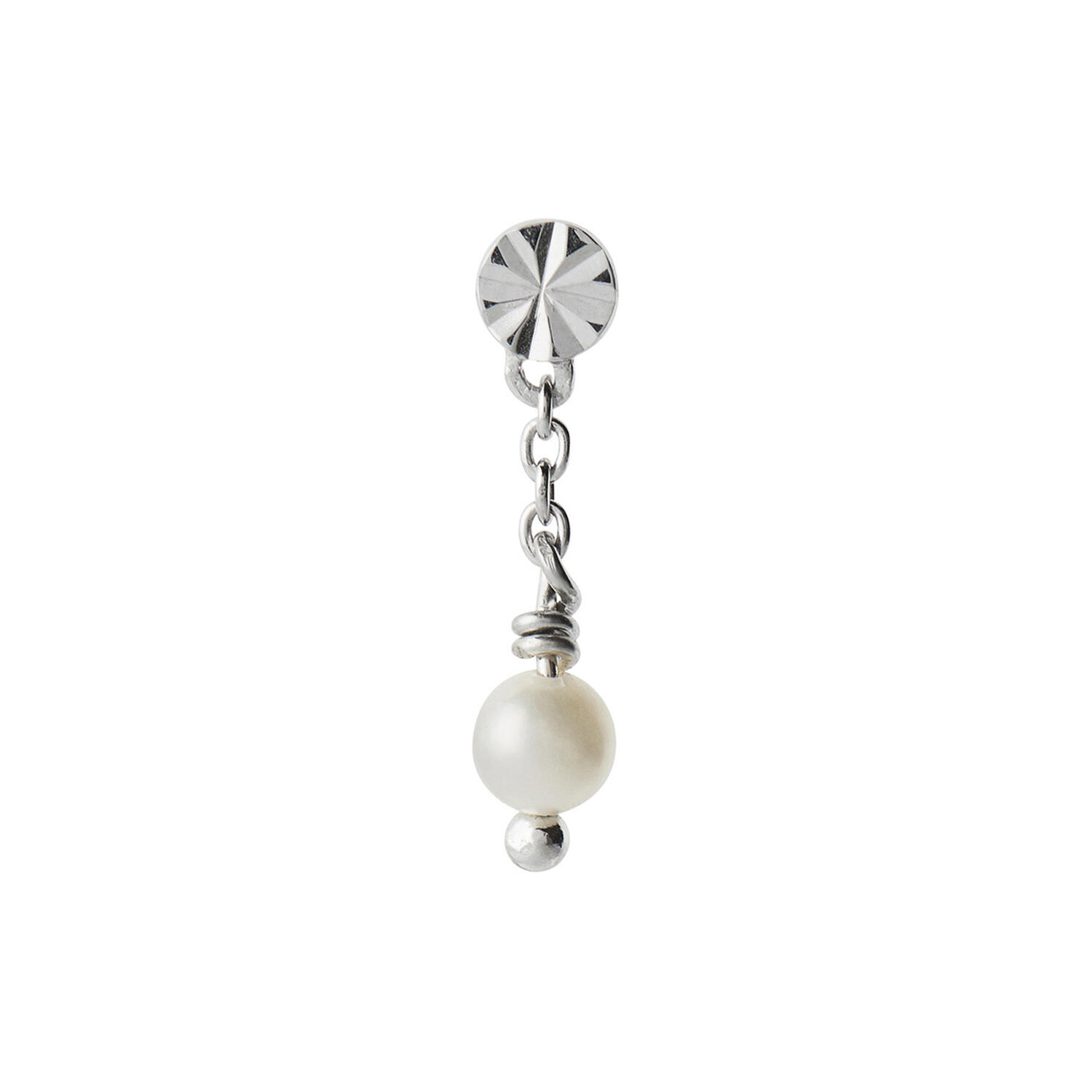 Tres Petit Etoile Earring With Pearl Single, silver
