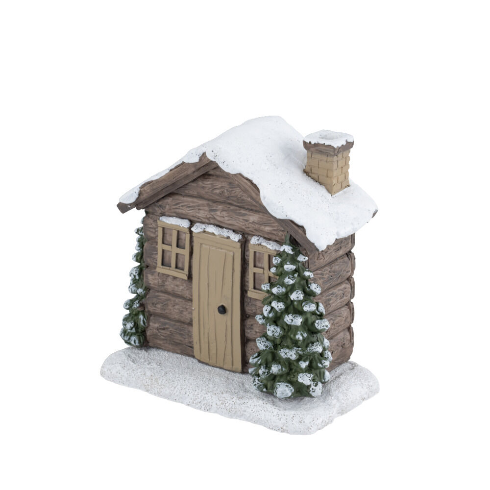 Br&ucirc;leur cône encens forme chalet enneigé 13x7,5x13cm