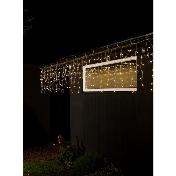 LED-Eisregen, 200 Leuchtmittel, Gesamtlänge 1007 cm, warmweiß