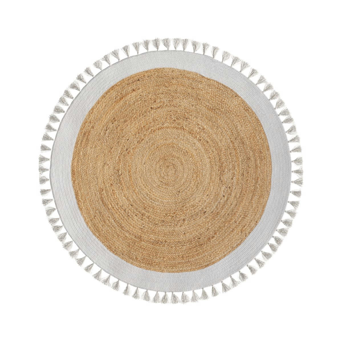 ANAIS - Tapis rond en jute naturel et blanc D120 cm