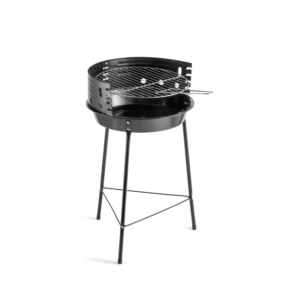 Barbecue à charbon rond Miami acier noir 35,5x33,3xH56cm