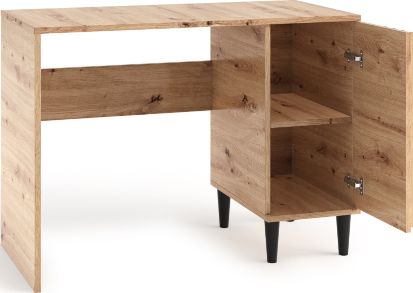 Biurko 100 cm na nóżkach z lamelami i szafką LERON dąb artisan