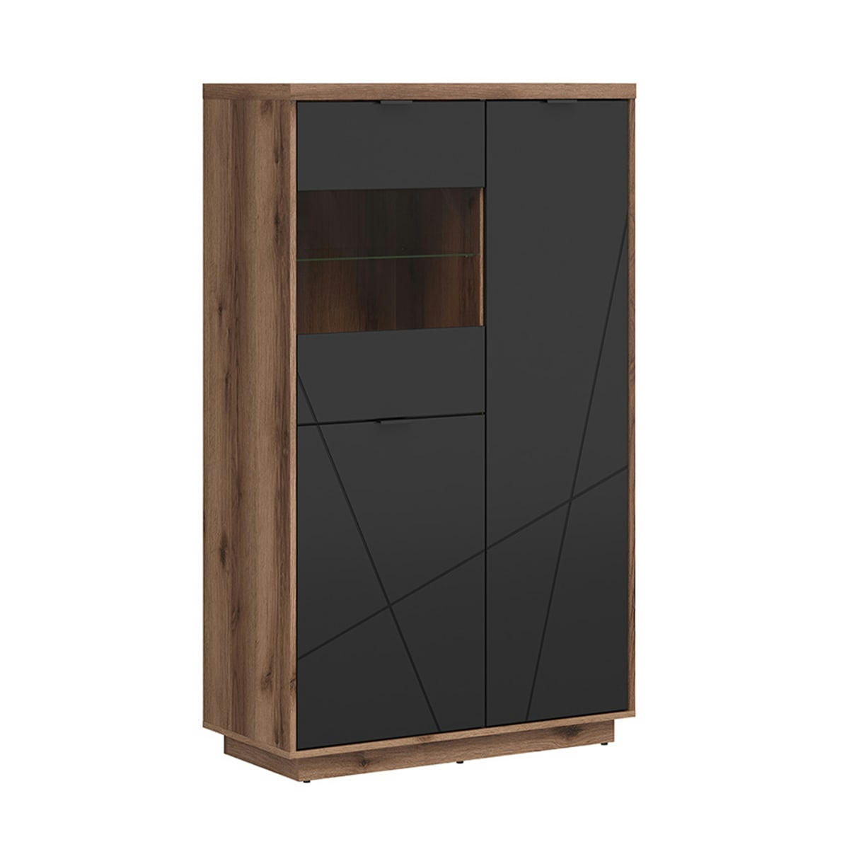 - Vitrine 3 portes noire et naturelle