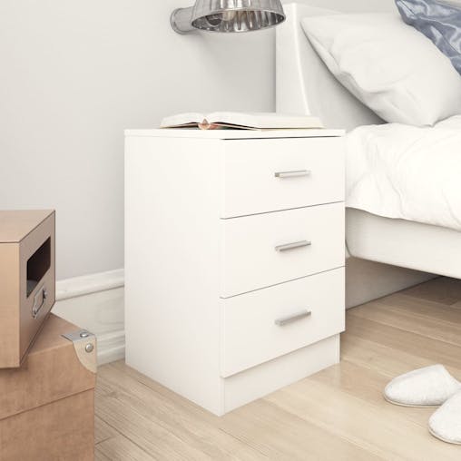 NNEVL Bedside Cabinet White 38x35x56 cm Chipboard