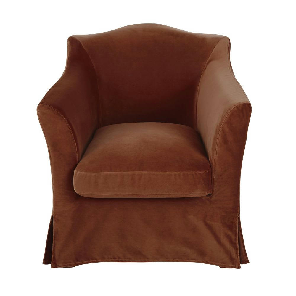 Anaelle - Fauteuil en velours terracotta