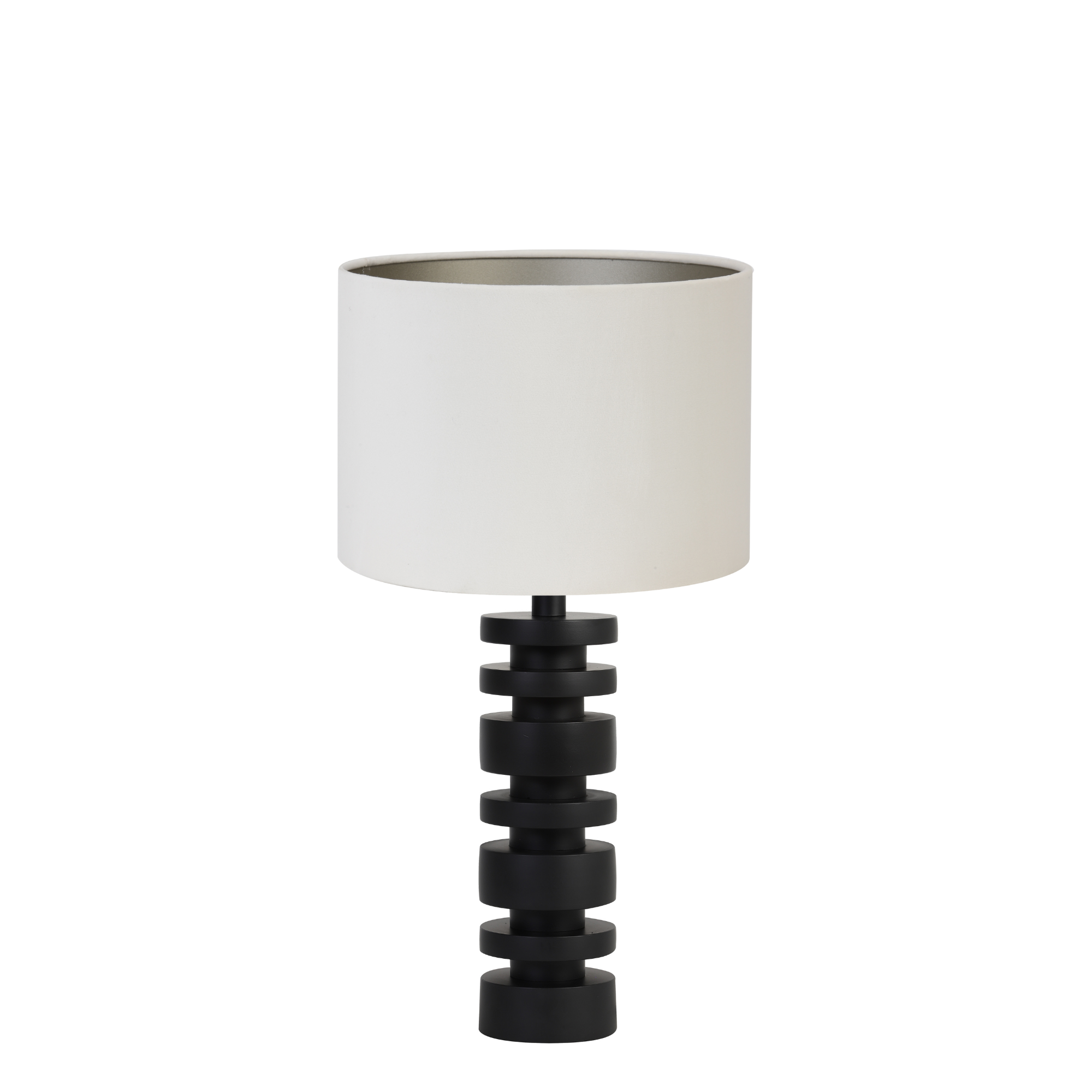 Tafellamp Desley/Velours - Zwart/Wit - Ø25x54cm